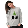 thumbnail image 4 of Festive Holiday Christmas Tree Lit AF Unisex Plus Size Sweatshirt Brisco Brands 2X, 4 of 6