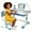 Blue #1, variant on YNCE Kids Desk and Chair Set, Height Adjustable Kids Art Desk, Ergonomic Study Table for Kids, Childrens Table and Chair Set with Cartoon Pattern, Drawer, Bookshelf, Spacious Table for Kids