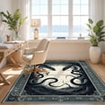 thumbnail image 3 of Design&I 6'x9' Washable Area Rug Snake Serpent Round Gothic Intertwined Motif Damask Frame Coiled for Queen Size Bedroom, Under Bed, Sleek Flatweave Pet Friendly, 3 of 7
