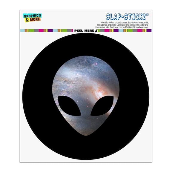 Alien Head in Space Automotive Car Window Locker Circle Bumper Sticker