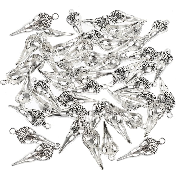 MasteelfCA 100 Pcs Pendentifs en Alliage Crâne de Corbeau pour Fabrication de Bijoux, Charmes Antiquités Crâne d'Oiseau
