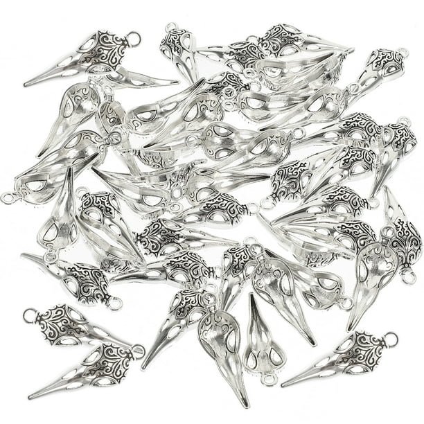 100 colgantes de aleación con forma de calavera de cuervo para joyería, accesorios para hacer joyas, colgantes antiguos de calavera de pájaro.
