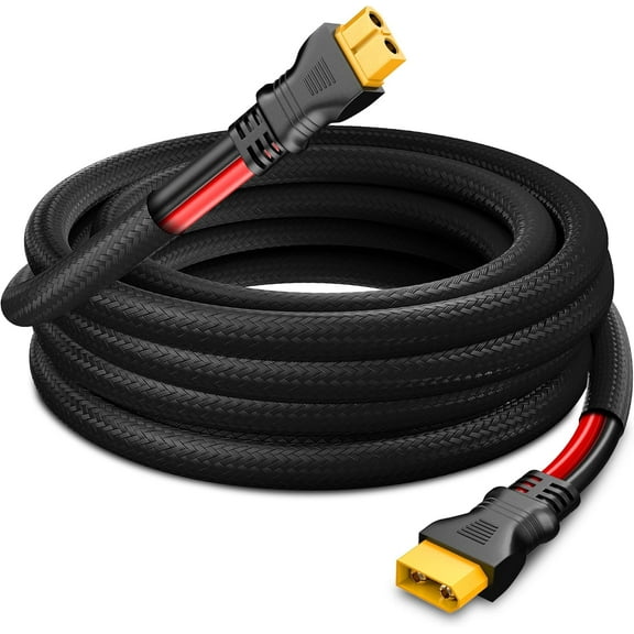 XT60 Extension Cable (10AWG 20FT): High-Quality XT60 Male to Female Cable with Flame Retardant Sleeve, Injection Molded XT60 Adapter Wire for Portable Power Station, Solar Panel, Generator&RC Battery