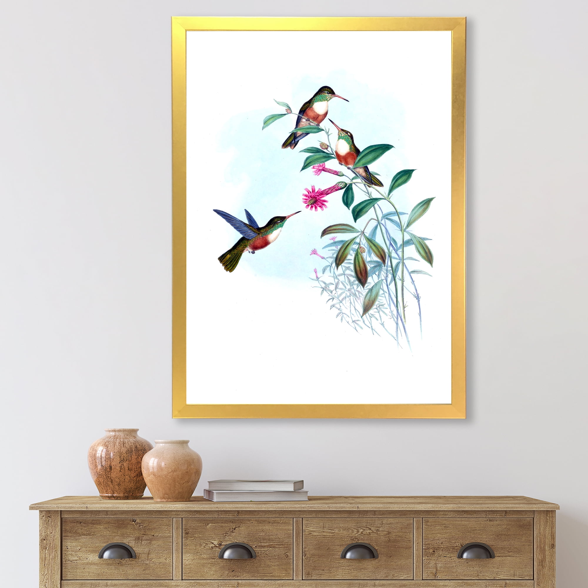 Designart 'Ancient Hummingbird IV' Traditional Framed Art Print
