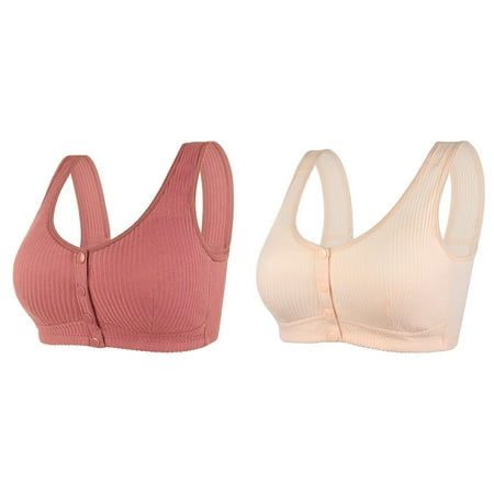 Kcodviy 2 Pcs Womens No Steel Ring Bras for Plus Size Women Front Close Bra T Bras for Women Pcs Back Plus Size Seamless Plus Size Bra Unlined Bra for Large Padded Sports Bra Bust