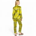 thumbnail image 5 of Women's Satin Pajama Set with Giraffe Print and Button-Down Top- Yellow,X Large, 5 of 7