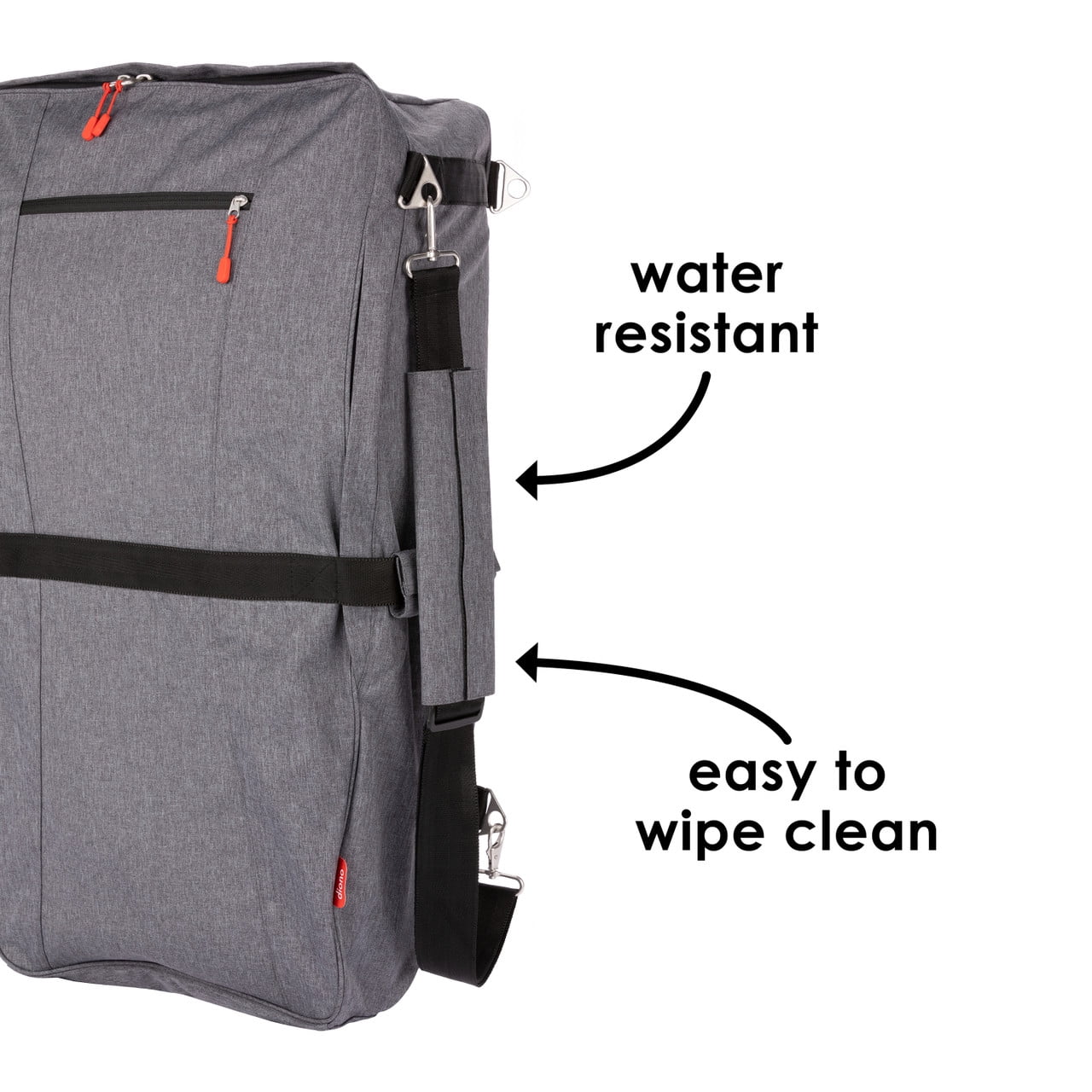 Diono Radian Car Seat Travel Backpack with Padded Shoulder Straps, Gray