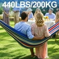 thumbnail image 6 of Double Hammock with Stand Sturdy 440lbs Capacity Hammock for Camping Outside Garden Outdoor Indoor Patio Backyard, Blue, 6 of 12
