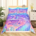 thumbnail image 5 of Duvet Cover Mermaid,Mermaid Bedding Set Twin Set,Girly Purple Mermaid Tale Comforter Cover,Nautical Fish Scales Starfish Seahorse Bed Cover with 1 Pillow Sham Zipper&Ties, 5 of 6