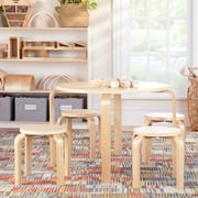 Guidecraft Kids' Nordic Table and Chairs Set - Natural: Wood Round Classroom and Playroom Toddler Activity Table with 4 Stools