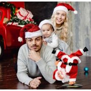 Inverted Rotating Dancing and Singing Santa Claus Plush Toy,Electric Santa Animated Christmas Decorations for Kids
