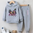 thumbnail image 2 of Gubotare Girls Clothing Sets Girls' Clothing Set Print Crop Top Hoodies Sweatpants 2 Piece Outfits Kids Sweatsuit Tracksuit Jogger Set Size 9-10 (Gray,9-10 Years), 2 of 9