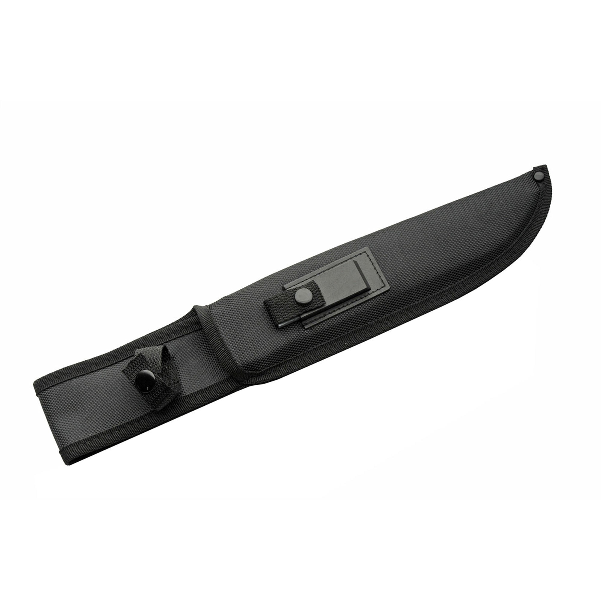 SZCO 15-Inch Survival Field Knife Black 420 Steel Fixed Blade with Saw Back Serrations, Rubberized Grip, and Integrated Emergency Survival Kit