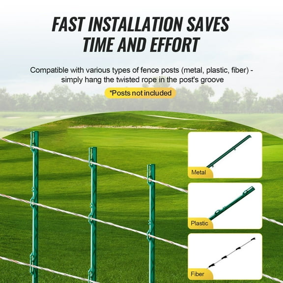 2625Ft 800M Electric Fence Wire for Horse Cattle Livestock, Polywire Fencing for Pasture