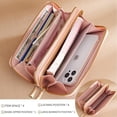 thumbnail image 2 of Cartera de piel sintética para mujer, cartera grande con cremallera, monedero minimalista para mujer, tarjetero de moda de gran capacidad, regalos para niñas y mujeres (negro), 2 of 5