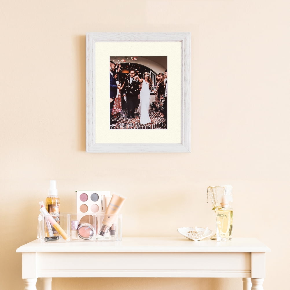 ArtToFrames 22x28 Matted Picture Frame with 18x24 Single Mat Photo Opening Framed in 1.25 Off White Wash on Ash and 2 Brilliant White Mat (FWM-4098-22x28)