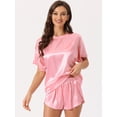 thumbnail image 2 of DARING DIVA Women's Satin Pajama Pullover T-shirt with Shorts Lounge Sets M Pink, 2 of 6