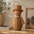 thumbnail image 7 of Rattan Snowman Figurine Decor, Hand Woven Imitation Wicker Snowman Statue With Top Hat and Scarf, Christmas Decorations for Living Room Entryway Decor, L, 7 of 7