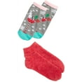 thumbnail image 2 of HUE Women's Footsie Ankle Sock Gift Box Set 2 Pair, Red, Grey, Snowman, One Size, 2 of 2