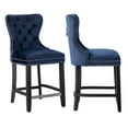 thumbnail image 5 of Westin Outdoor 24" Tufted Velvet Bar Stool (Set of 2), Black/Velvet Navy Blue, 5 of 6