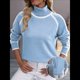 thumbnail image 5 of Suéteres de Otoño para Mujer, Modernos, Bonitos y Acogedores, de Cuello Alto, de Larga y Punto con Bloques de Color. Azul M, 5 of 9