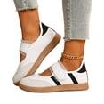 thumbnail image 4 of Casual Sneakers for Women Mary Jane Shoes Hook and Loop Lace Trim Walking Flats Soft Gum Sole Retro Fashion Shoes Low Top, 4 of 8