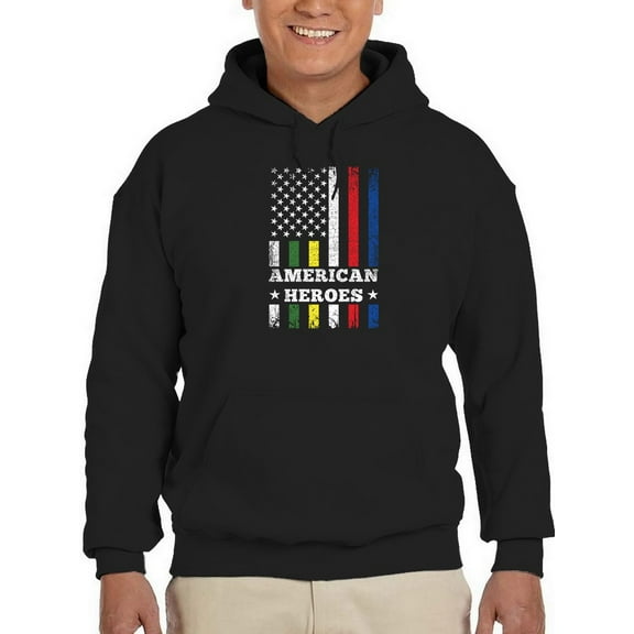 American Heroes Colorful Flag Hoodie Men -GoatDeals Designs, Male Large