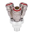 thumbnail image 2 of Pneumatic Component, G1/2in Thread Carbon Steel One-Handed Operation 3 Way Connector, Coupler For Connecting Pneumatic Pipes Grinders, 2 of 8