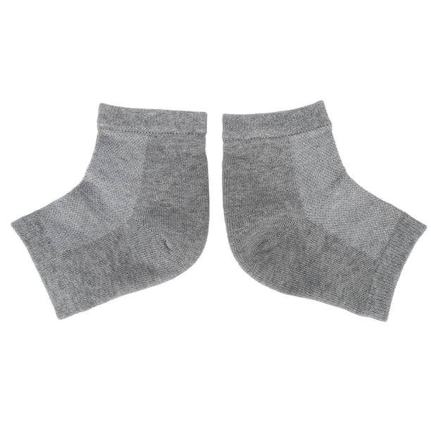 1 par de calcetines hidratantes para talón, hipoalergénicos, con vitamina E y aceite mineral, para talones secos y agrietados, color gris.