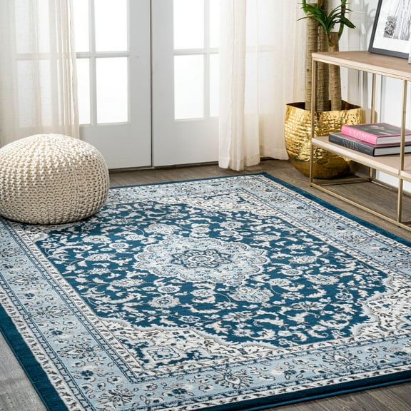 JONATHAN Y MODERN PERSIAN Palmette Floral Area Rug, 4 x 6, Navy/Blue