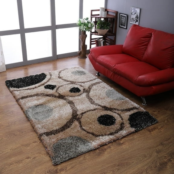 Rugsotic Carpets Hand Tufted Shag Polyester Eco-Friendly Area Rugs -9'x12', Rectangle, Beige Multicolor, Plain Solid Design, High Pile Handmade Anti Skid Rugs for Living Room,Bed Room K00004