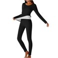 thumbnail image 2 of Naittoop Thermal Underwear for Women Soft Crewneck Long John Base Layer Tops Bottom Sets Lightweight Cozy Warm 2 Piece Pajamas, 2 of 5