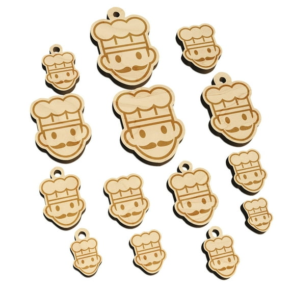 Occupation Chef Cook Man Icon Wood Mini Charms Shapes DIY Craft Jewelry - With Hole - 12mm (26pcs)