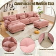 thumbnail image 4 of Timbernest 118" Oversized U Shaped Cloud Couch, Velvet Sectionals for Living Room, 3 Seater Comfy Sofa with 2 Ottomans and 5 Pillows, Pink, 4 of 7