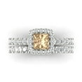 thumbnail image 2 of 2.01 ct Brilliant Princess Cut Yellow Moissanite 14k White Gold Halo Solitaire with Accents Engagement Bridal Wedding Ring Band Set size 4.75, 2 of 7