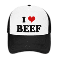 thumbnail image 2 of I Heart Beef Love Food Funny Trucker Hat Mesh Cap Unisex Black, 2 of 5
