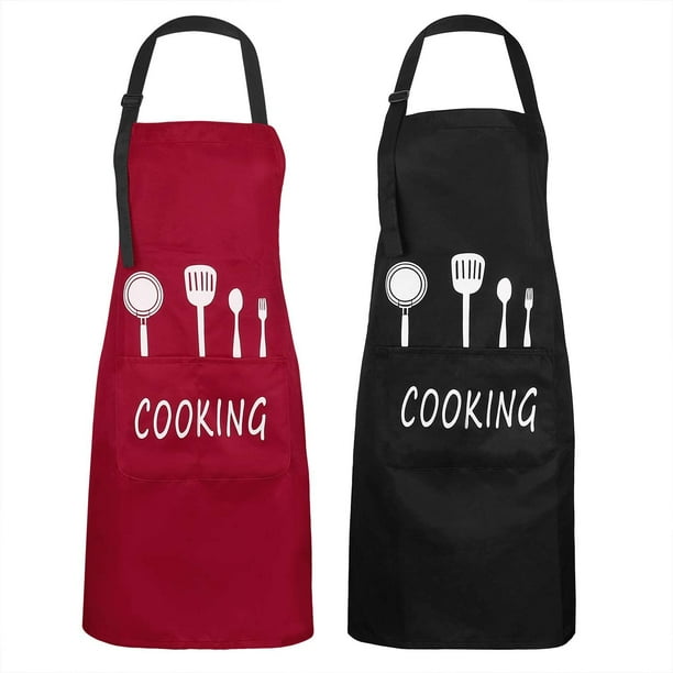 Delantal Unisex Delantal de cocina Delantal de babero impermeable Cuello ajustable Delantal de camarero profesional Delantal para hornear Delantal de barbacoa Delantal de babero 2 piezas Adepaton WL-00476