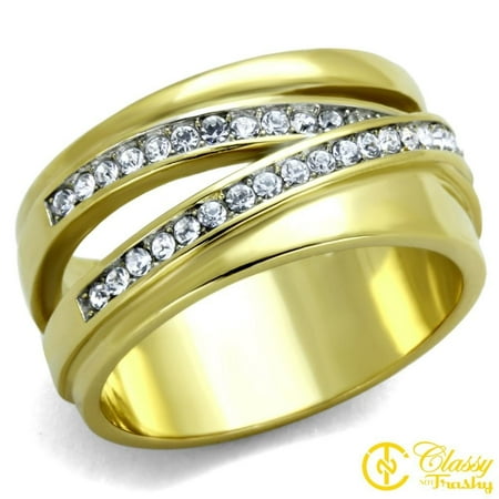 Cut Out Cross - Classy Not Trashy® Women's Clear Top Grade Crystal Cross Over Cut Out Ring - Size 9
