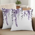 thumbnail image 2 of Set of 2 Dark Purple Pillow Covers 20x20 Inch, Eucalyptus Leaves Watercolor Plants Country Decorative Throw Pillow Cases Cotton Cushion Covers for Sofa Couch Bed Living Room Bedroom Home Decor, 2 of 9