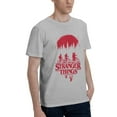 thumbnail image 2 of Stranger Things Group Shot Bike Ride Upside Down Silhouette Men's Basic Short Sleeve T-Shirt Gray X-Large, 2 of 5