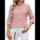 thumbnail image 3 of Blusa Informal con Cuello en V para Mujer, con Ojales, Bordada y Hueca, Ideal para Playa y Vestir. Rosa Oscuro L, 3 of 10