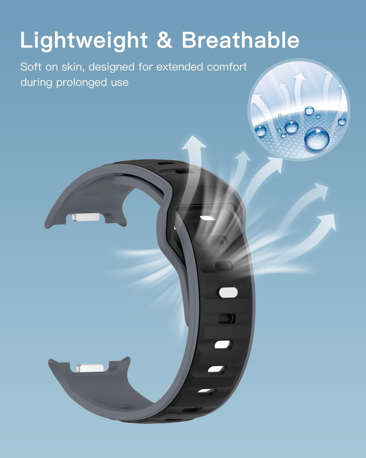 CRKMGS-Bands for Samsung Watch 8 Smartwatch,Sport quick-release Silicone Band for Samsung Watch 8,Soft Lightweight & Ventilated Comfort Replacement Smartwatch Strap,Adjustable Wristband