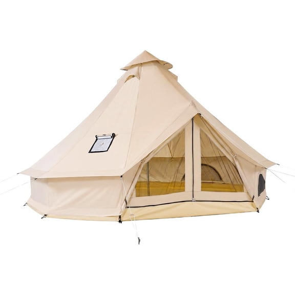 Oxford Bell Tent, 9.84 Ft Yurt Tent, 4 Seasons Camping Tent with Stove Jack, Waterproof, 2-3 Person