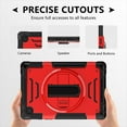 thumbnail image 4 of Shockproof Case for Samsung Galaxy Tab A8 10.5" SM-X200 X205 X207, Military Grade Protection Rotating Stand Hand Strap Shoulder Strap Kids Friendly Bumper Rugged Case for Galaxy Tab A8 10.5",Red, 4 of 8