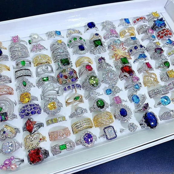 GKNET 20pcs Lady's Delicate Jewelry Wholesale lots Assorted Cute Rhinestone Fashion Rings