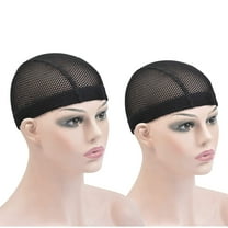 2 Pcs Black Spandex Mesh Dome Wig Cap Elastic Crochet Braid Wig Caps for Making Wig (Black L)