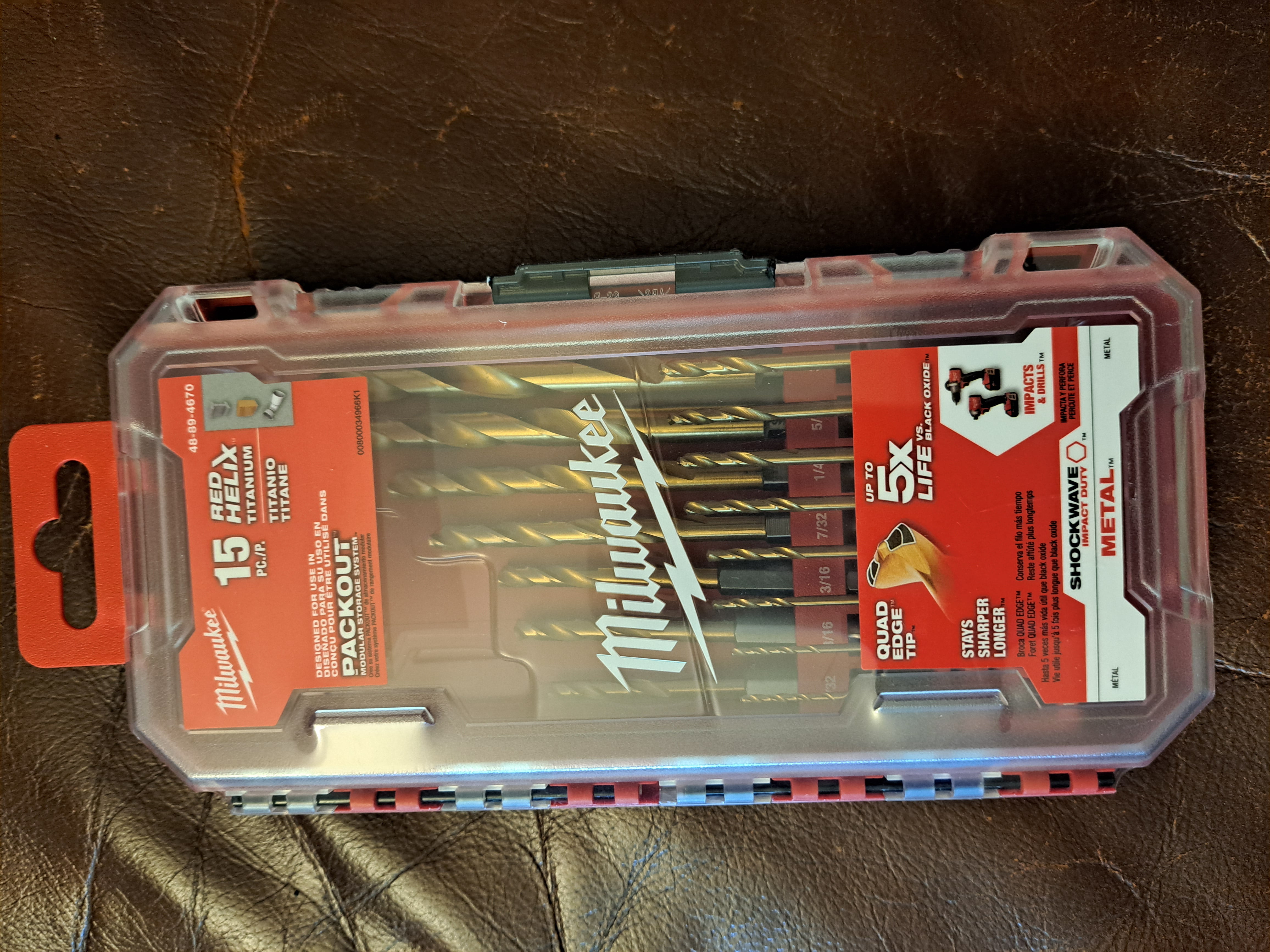 Milwaukee 48-89-4680 18-Piece Shockwave Impact Duty Thunderbolt Titanium Drill Bit Set w/ Anti-Walking 135 Degree Angled Tip and Storage Case