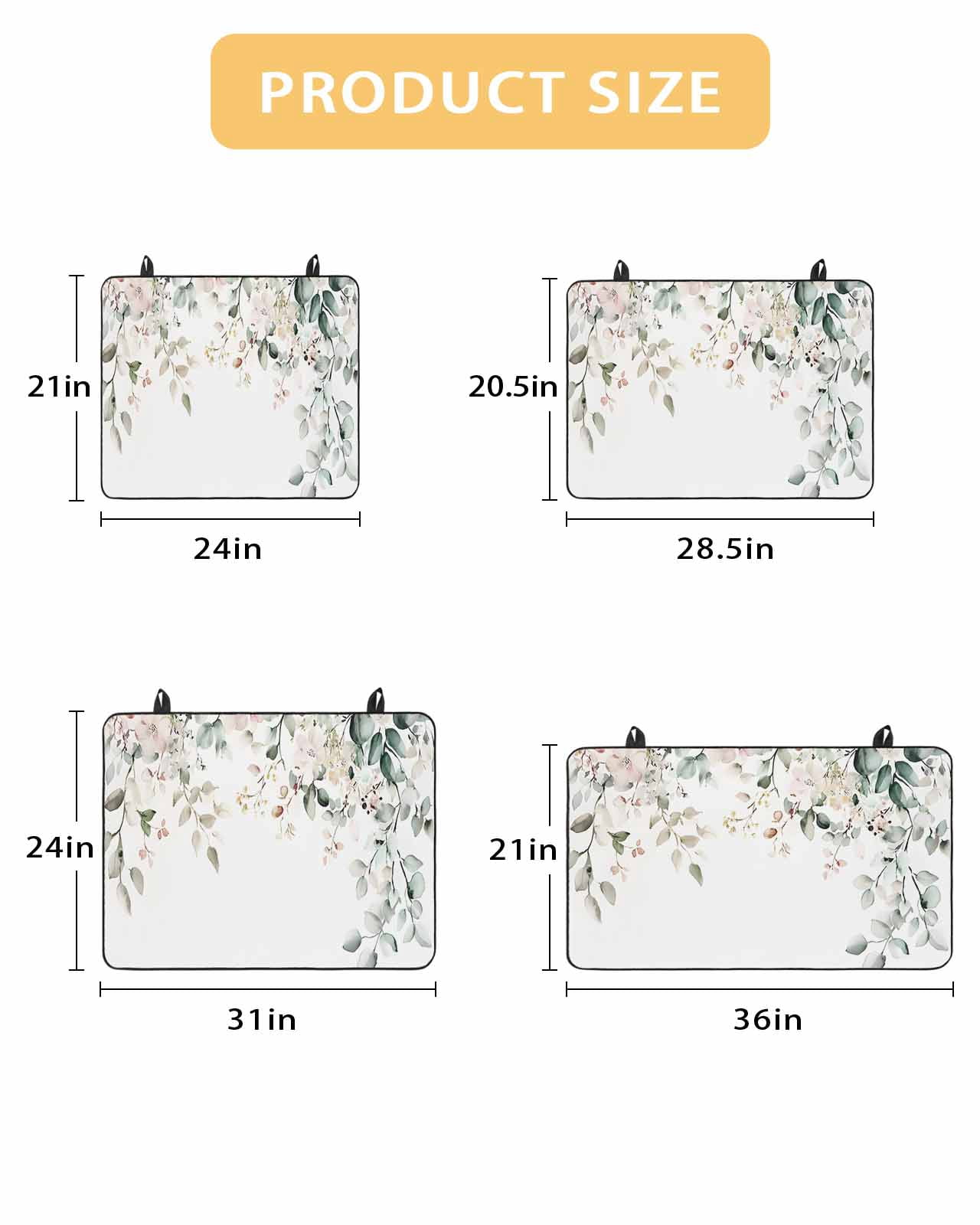 nqOlkjepod Large Induction Cooktop Protector Mat 36"x21", Eucalyptus Floral Stove Top Covers for Electric Stove, Spring Summer Botanical Decorative Stove Burner Cover Mats, Glass Top Stove Cover