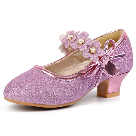 PANDANINJIA Doris girls Dress Shoes, girls Heels, Mary Jane Low Heels ...