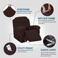 thumbnail image 3 of Super Stretch Couch Covers Recliner Covers Recliner Chair Covers Form Fitted Standard/Oversized Power Lift Reclining Slipcovers, Feature Soft Thick Jacquard, Chocolate, 2 Pack, 3 of 7